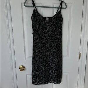 Tristan Black and Silver Lace Dress
